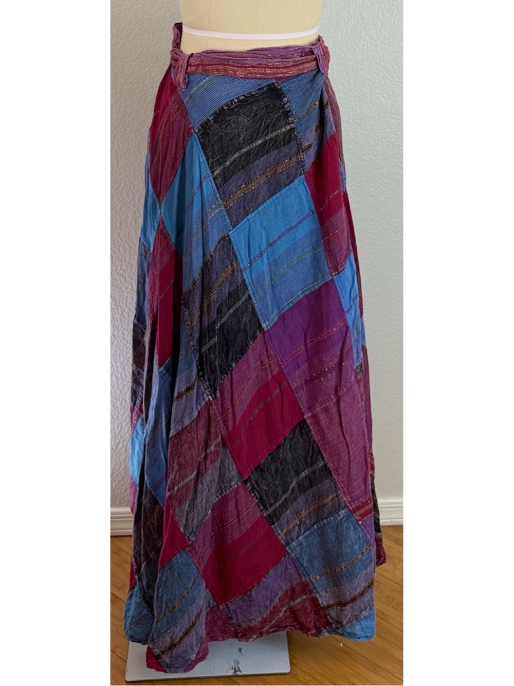 Rising International Women’s Bohemian Patchwork Maxi Wrap Skirt - Multi-Color XL